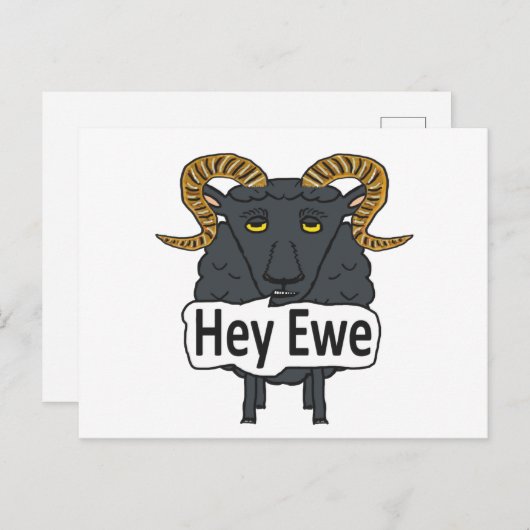 Hey Ewe Funny Sheep Pun Briefkaart (Voorkant / Achterkant)