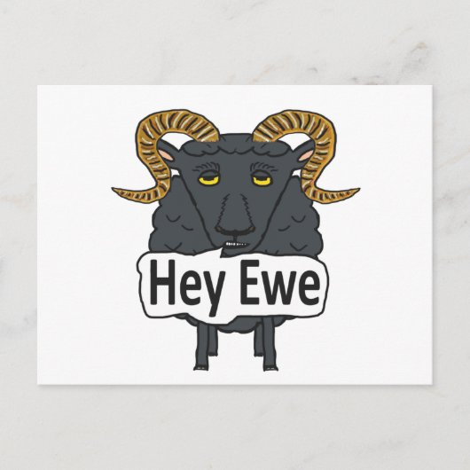 Hey Ewe Funny Sheep Pun Briefkaart (Voorkant)