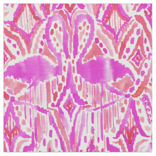 HEY FLAMINGO Pink Tribal Ikat Waterverf Stof