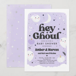 Hey Ghoul Paarse Meisje Ghost Baby shower Kaart
