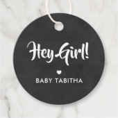 Hey Girl Gift Label, Baby shower Label, Chalkboard Bedankjes Labels (Voorkant)