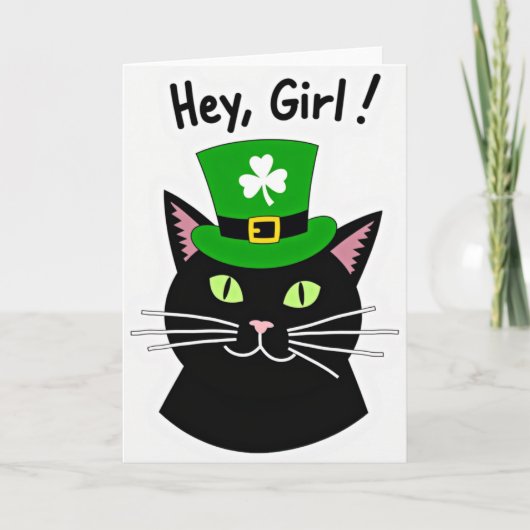 Hey Girl Lucky Cat Kaart (Voorkant)