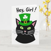 Hey Girl Lucky Cat Kaart (Gele Bloem)