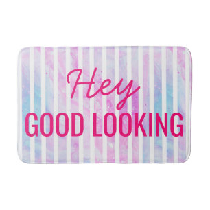 Hey Good Kijkend trendy citaat Roze Witte Stripes Badmat