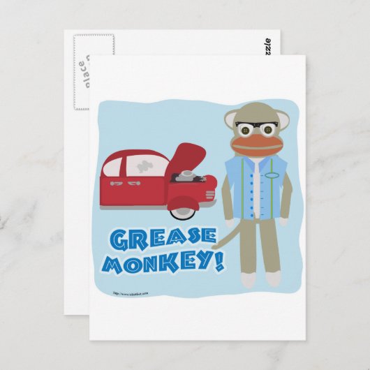 Hey Grease Monkey Briefkaart (Voorkant / Achterkant)