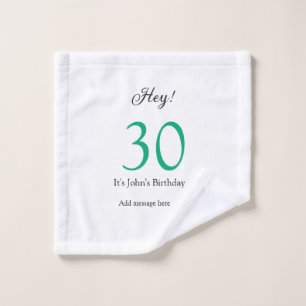 Hey het is 30e verjaardag groen zwart vet letter n washandje