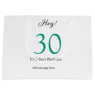 Hey het is 30ste verjaardag groen zwart vet letter groot cadeauzakje