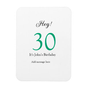 Hey het is 30ste verjaardag groen zwart vet letter magneet