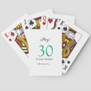 Hey het is 30ste verjaardag groen zwart vet letter pokerkaarten