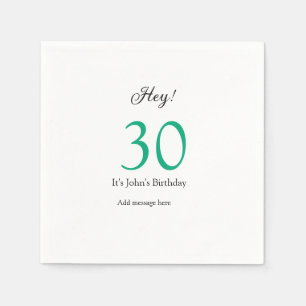 Hey het is 30ste verjaardag groen zwart vet letter servet