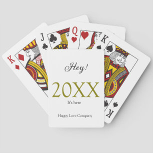 Hey het is nieuwjaar voeg jaar toe goud zwart eenv pokerkaarten