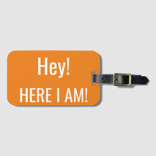 "HEY! HIER BEN IK!" BAGAGELABEL (Voorkant (horizontaal))