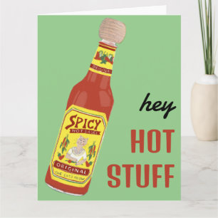 HEY HOT STUFF Hete hete saus Schattige kat Valenti Kaart