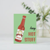 HEY HOT STUFF Spicy Hot Sauce Cat Maracas Love Briefkaart (Staand voorkant)