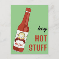 HEY HOT STUFF Spicy Hot Sauce Cat Maracas Love