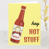 HEY HOT STUFF Spicy Hot Sauce Cat Maracas Love Kaart (Gele Bloem)
