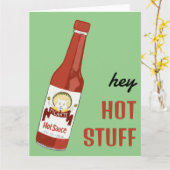 HEY HOT STUFF Spicy Hot Sauce Cat Maracas Love Kaart (Gele Bloem)