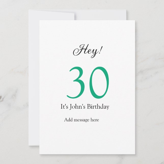 Hey it's 30th birthday green black bold letter nam (Voorkant)