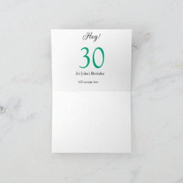 Hey it's 30th birthday green black bold letter nam bedankkaart