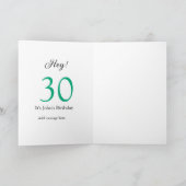Hey it's 30th birthday green black bold letter nam kaart (Binnen)