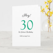 Hey it's 30th birthday green black bold letter nam kaart (Gele Bloem)