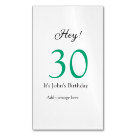 Hey it's 30th birthday green black bold letter nam magnetisch visitekaartje