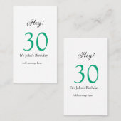 Hey it's 30th birthday green black bold letter nam visitekaartje (Voorkant / Achterkant)