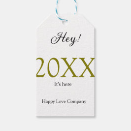 Hey it's new year add year gold black simple. Mini Cadeaulabel