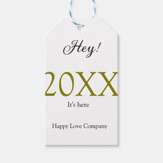 Hey it's new year add year gold black simple. Mini Cadeaulabel (Voorkant)
