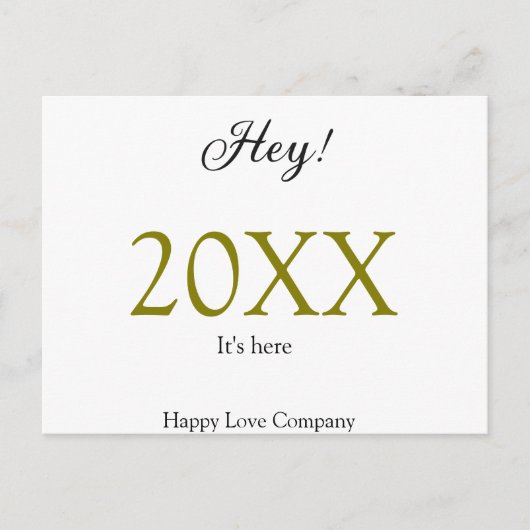 Hey it's new year add year gold black simple. Mini Feestdagenkaart (Voorkant)