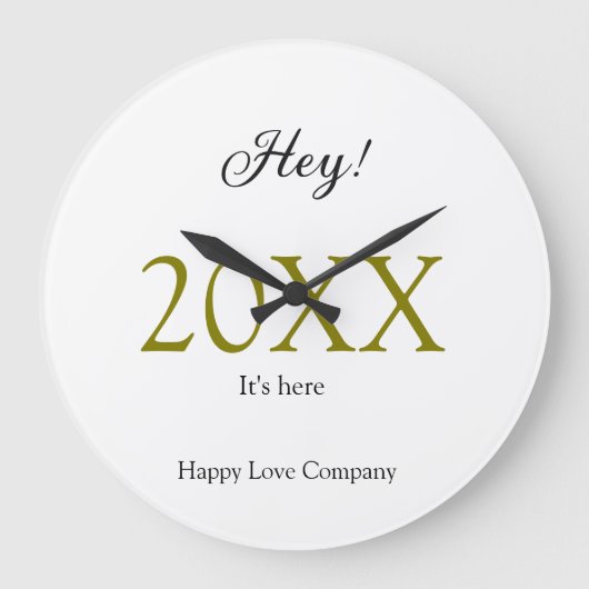 Hey it's new year add year gold black simple. Mini Grote Klok (Voorkant)