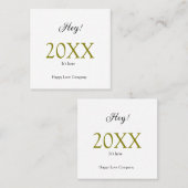 Hey it's new year add year gold black simple. Mini Vierkante Visitekaartje (Voorkant / Achterkant)