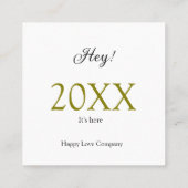 Hey it's new year add year gold black simple. Mini Vierkante Visitekaartje (Achterkant)