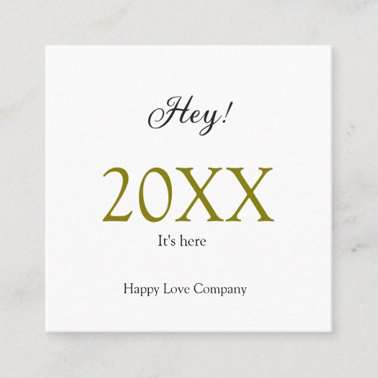 Hey it's new year add year gold black simple. Mini Vierkante Visitekaartje (Voorkant)