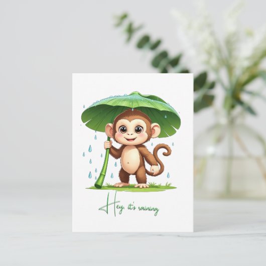 Hey' It's Raining Briefkaart (Staand voorkant)