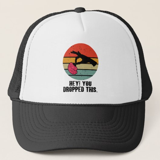 Hey je liet dit brein grappige meme grap retro trucker pet (Voorkant)