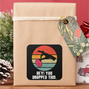 Hey je liet dit brein grappige meme grap retro vierkante sticker