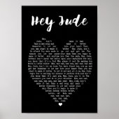 Hey Jude Black Heart Wall Art Song Lyric Print (Voorkant)
