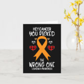 Hey Kanker Je koos de verkeerde ene leukemie bewus Kaart (Gele Bloem)