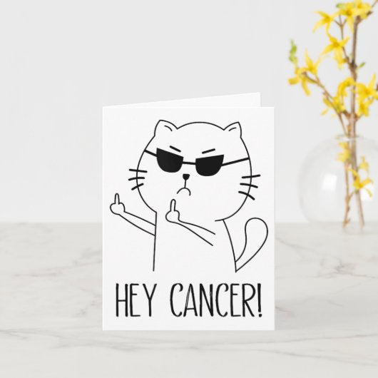 Hey Kreeft FU, Grappige Kat Middelvinger, F#ck Can Kaart (Gele Bloem)