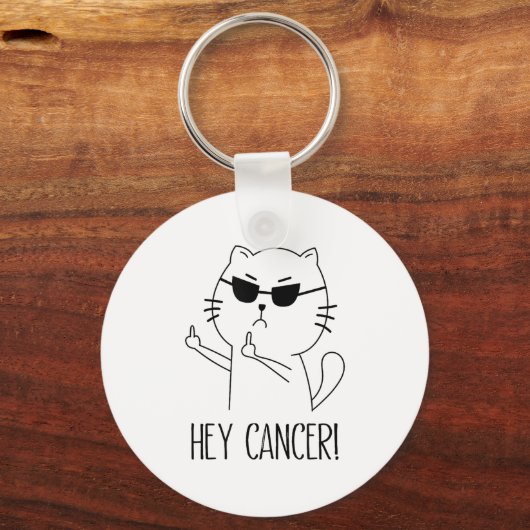 Hey Kreeft FU, Grappige Kat Middelvinger, F#ck Can Sleutelhanger (Voorkant)