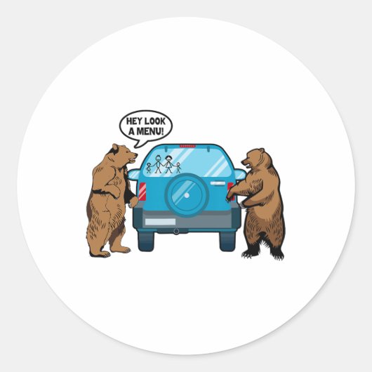 Hey Look A Menu Funny Camping Camper Hiking Bear O Ronde Sticker (Voorkant)