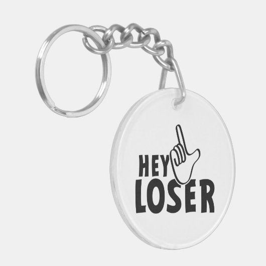 Hey loser. losers, mafkees, onnozele, neurd....  sleutelhanger (Voorkant Links)