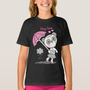 Hey Love Panda Funny Schattige Girl T-shirt