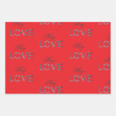 'Hey Love' Wrapping Paper Flat Sheet Set van 3 (Voorkant 3)