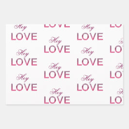 'Hey Love' Wrapping Paper Flat Sheet Set van 3