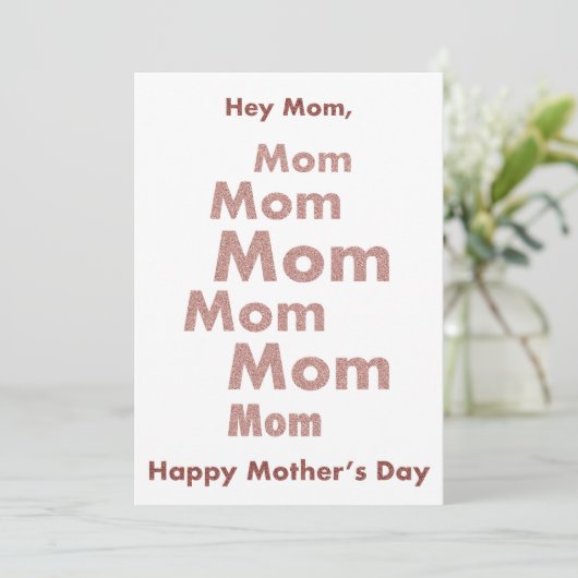 Hey Mam, Pink Modern Glitter Happy Moederdag Feestdagenkaart (Staand voorkant)