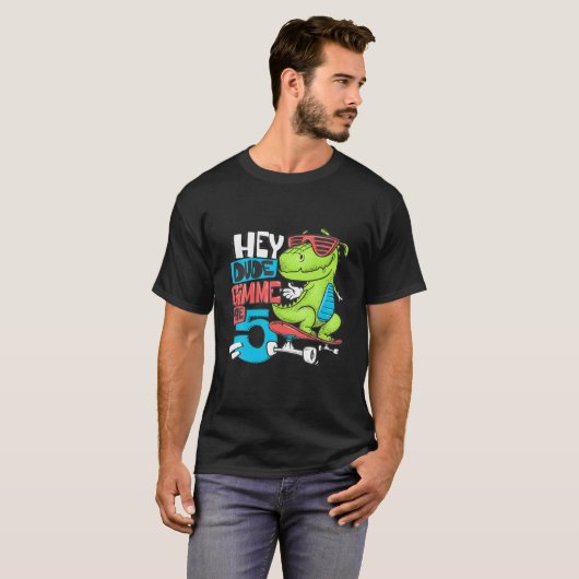 Hey Man Gimme The 5 Funny T-Rex Dinosaur Skateboa T-shirt (Voorkant volledig)