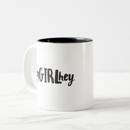 Hey meisje Hey Quote Art Pop Culture Gezegden vrie Tweekleurige Koffiemok (Voorkant links)