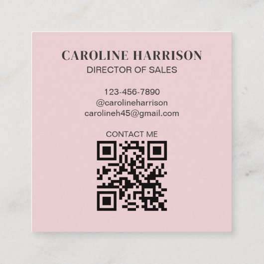 Hey Modern Bold Typography QR Code Pink Vierkante Visitekaartje (Achterkant)